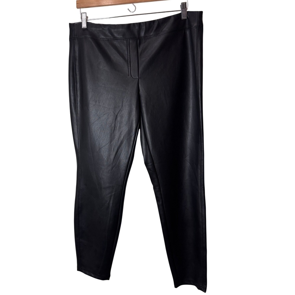 Rachel Zoe Faux Leather Pants Size 12 Black Skinny Stretch High Rise Pull On